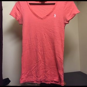 Coral v neck Ralph Lauren sport tee