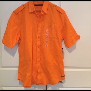 Men's short sleeve shirt linen-cotton blend