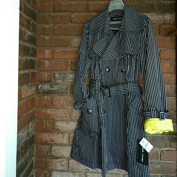 Black Rivet Jackets & Blazers - Mid-length, Trench Coat, rain coat, Pinstripped,