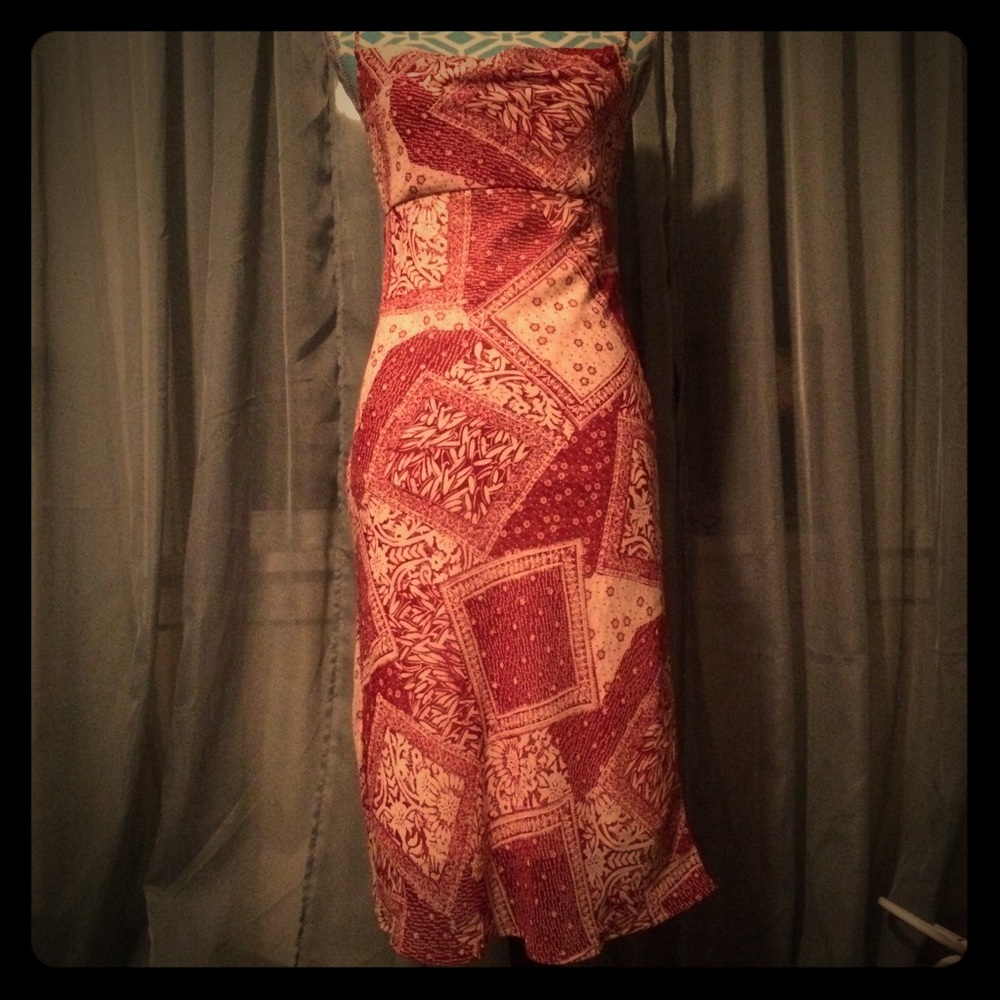 🚫SOLD🚫Maroon and cream printed dress - Picture 1 of 3