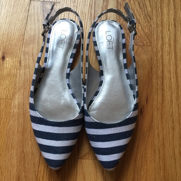 LOFT Shoes - LOFT Striped Navy Flats