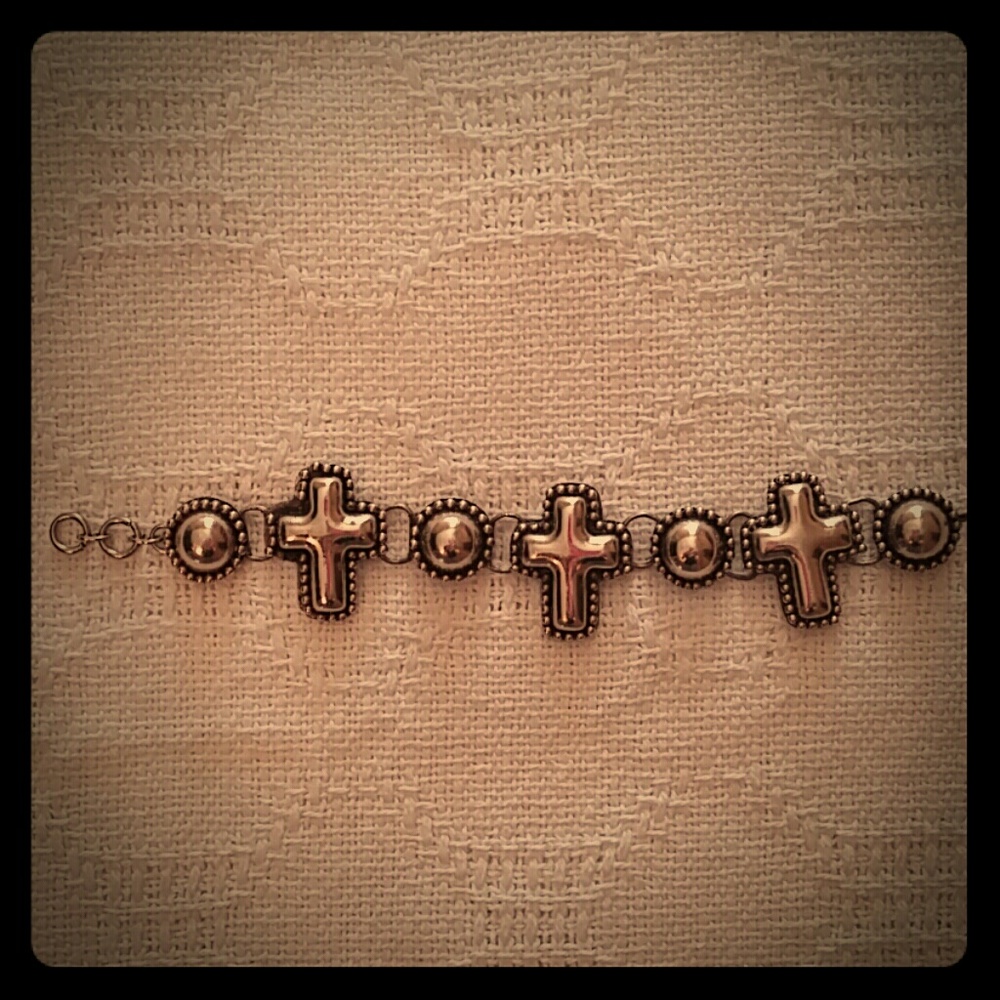 Silver cross bracelet