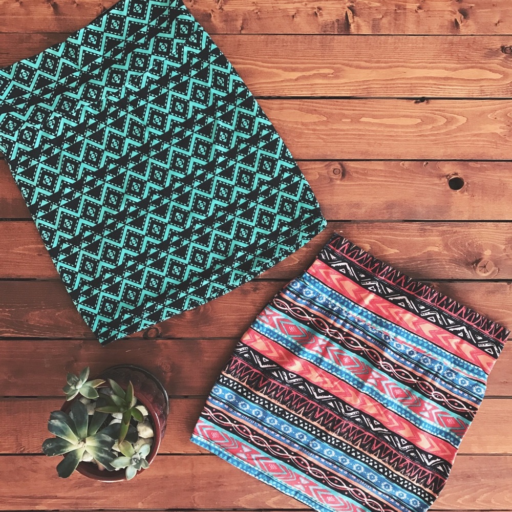 Southwestern Boho Aztec Mini Skirts