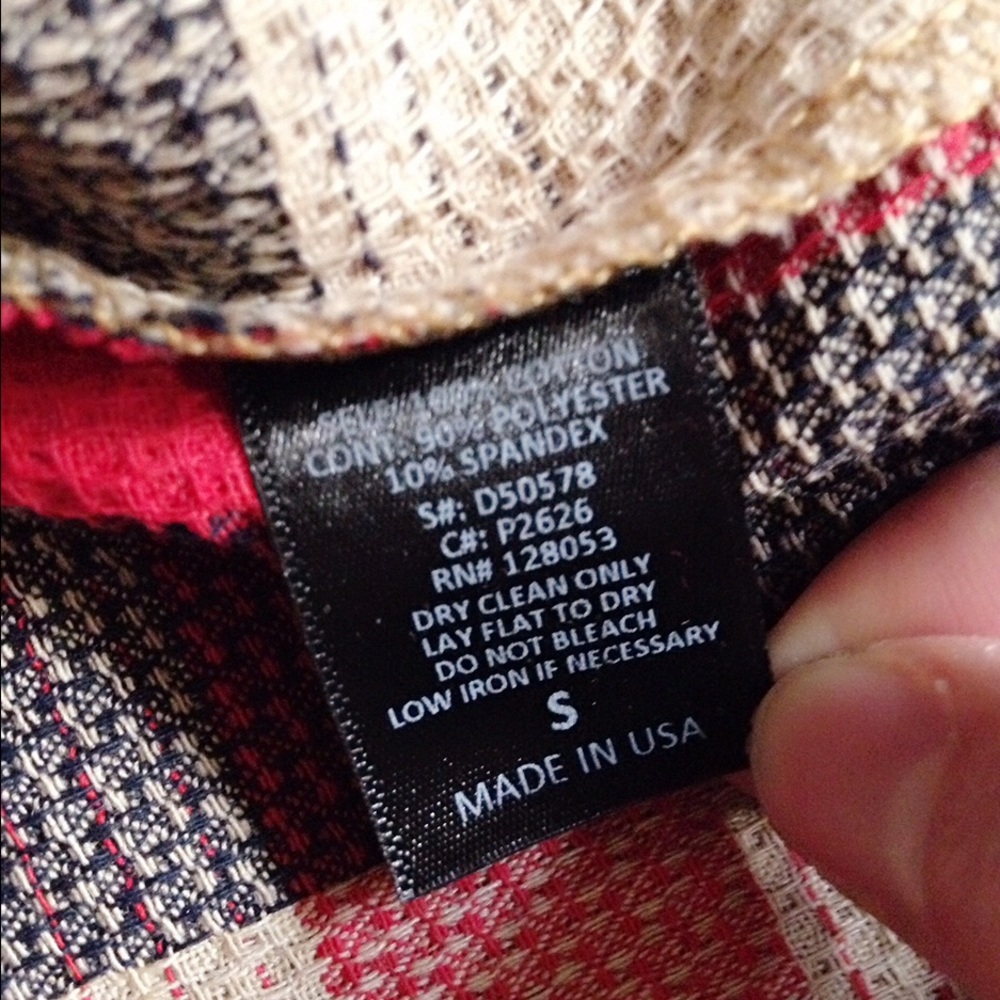 5⭐️Red/Taupe/navy Plaid boxy Dress w Suede pocket - Picture 6 of 6