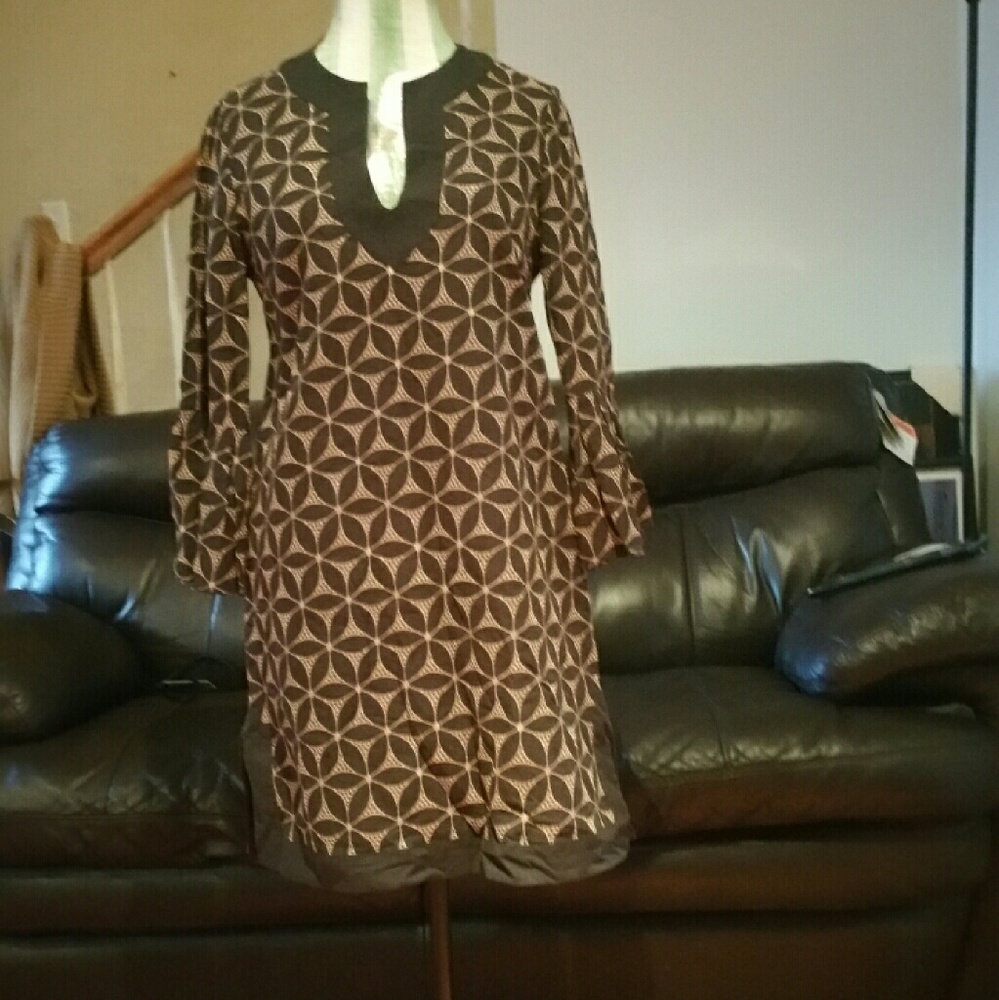 Anthropologie Tunic Dress with bell shaped sleeves