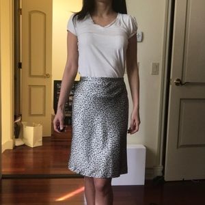 Silver black floral print knee length  skirt