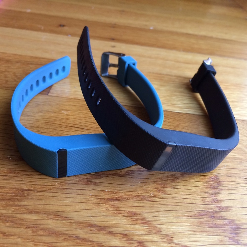 2 Blue + Black Fitbit Flex Bands