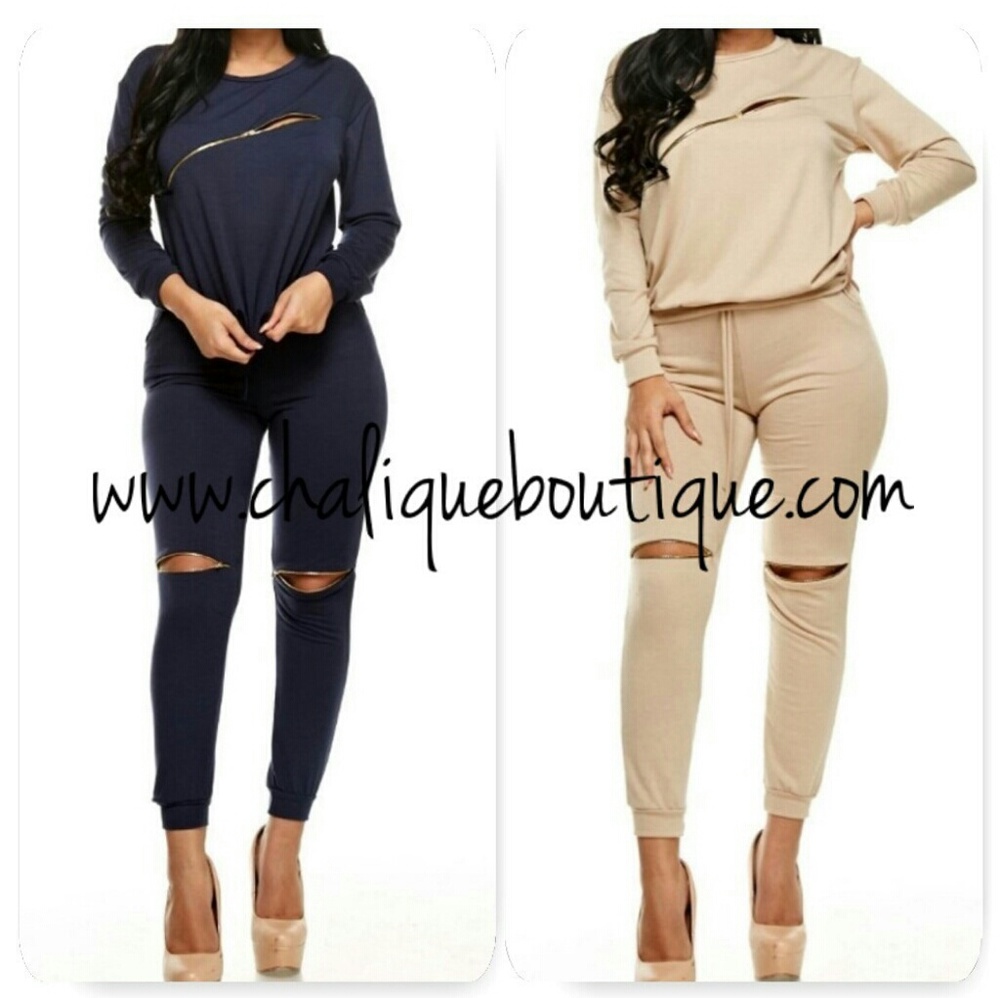 Brand new zipper jogger set