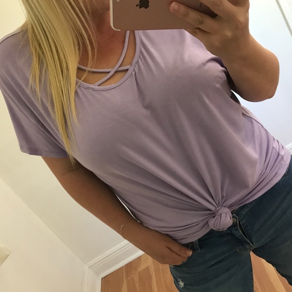 LAST - Lavender bamboo criss-cross top - Picture 2 of 4