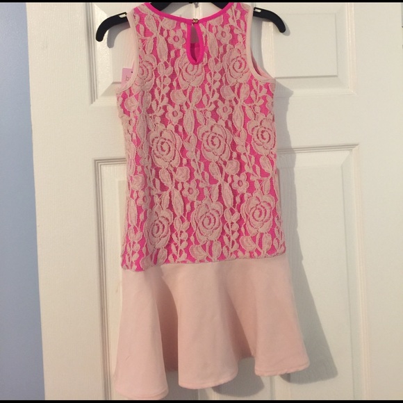 Ted Baker Floral lace overlay drop waist girl dres