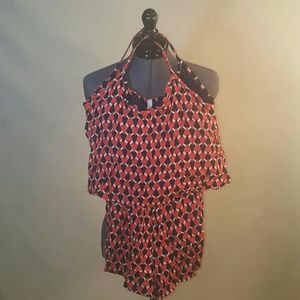 Red and Navy Blue Chocolate Brand Romper
