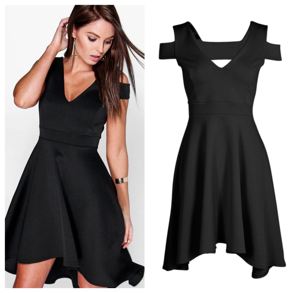 Black Scuba High Low/ Fit & Flare Dress