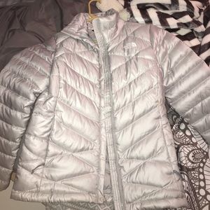 Silver womens north face jacket