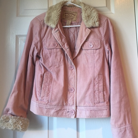 Aeropostale Jackets & Blazers - Aeropostale S Pink Faux Fur Spring Corduroy Jacket