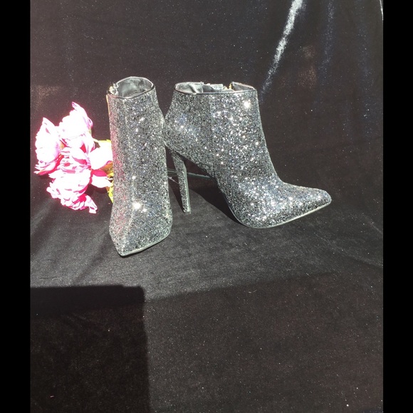 Black Glitter Ankle Bootie - Picture 2 of 5