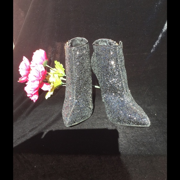 Black Glitter Ankle Bootie - Picture 3 of 5