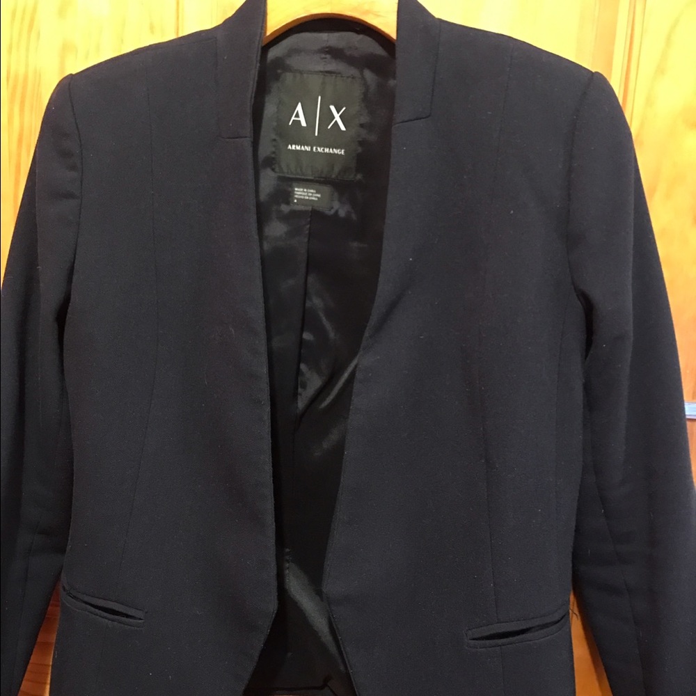Armani Exchange Navy cropped blazer
