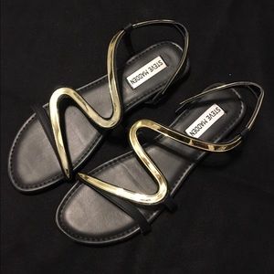 Steve Madden black and gold sandals