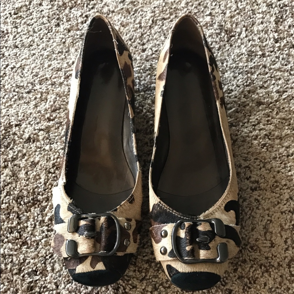 Jessica Simpson animal print faux fur shoes
