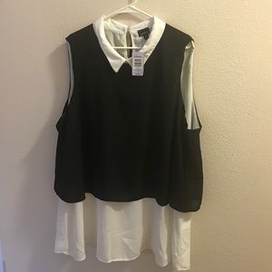 Torrid Black & White Collar Tank - Torrid Size 4