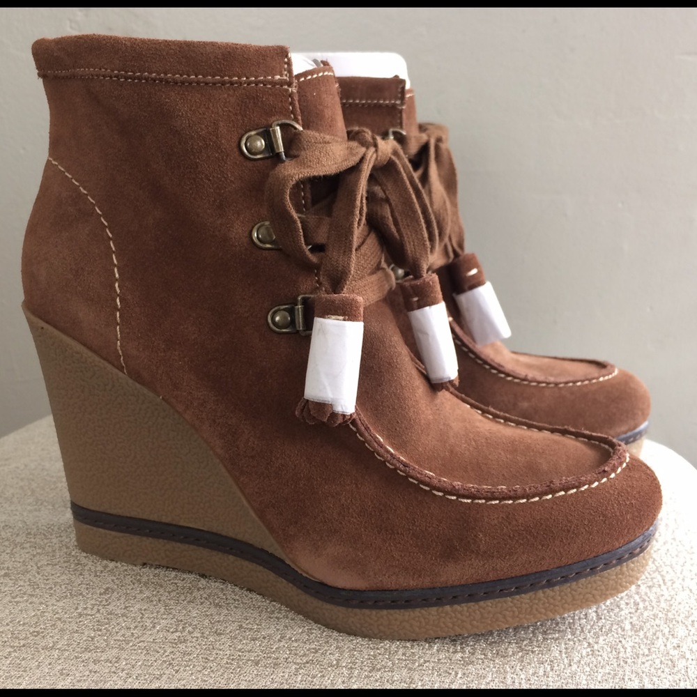 🚧SOLD🚧 MIA Hazel Suede Fringe Wedge sz 8