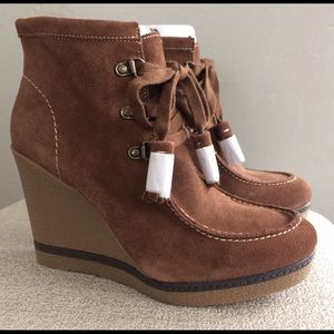 🚧SOLD🚧 MIA Hazel Suede Fringe Wedge sz 8