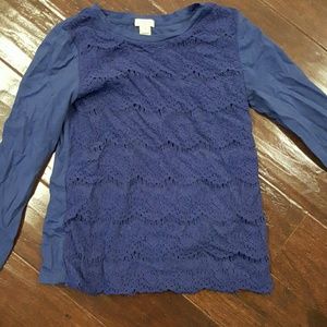 J.Crew lace front tee. Dark blue!