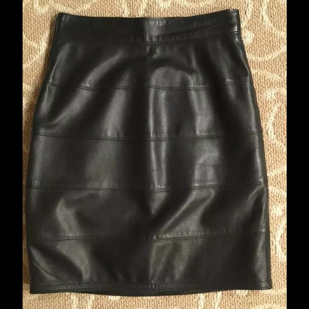 Gianni Versace Vintage Black Leather Skirt Size 38