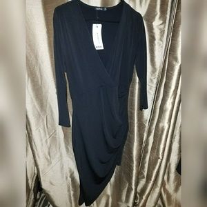 Boohoo Plus Size Asymmetrical Black Dress