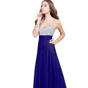 Blue sequin prom dress