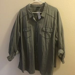 Torrid Grey Demin Button Up Shirt - Torrid Size 4