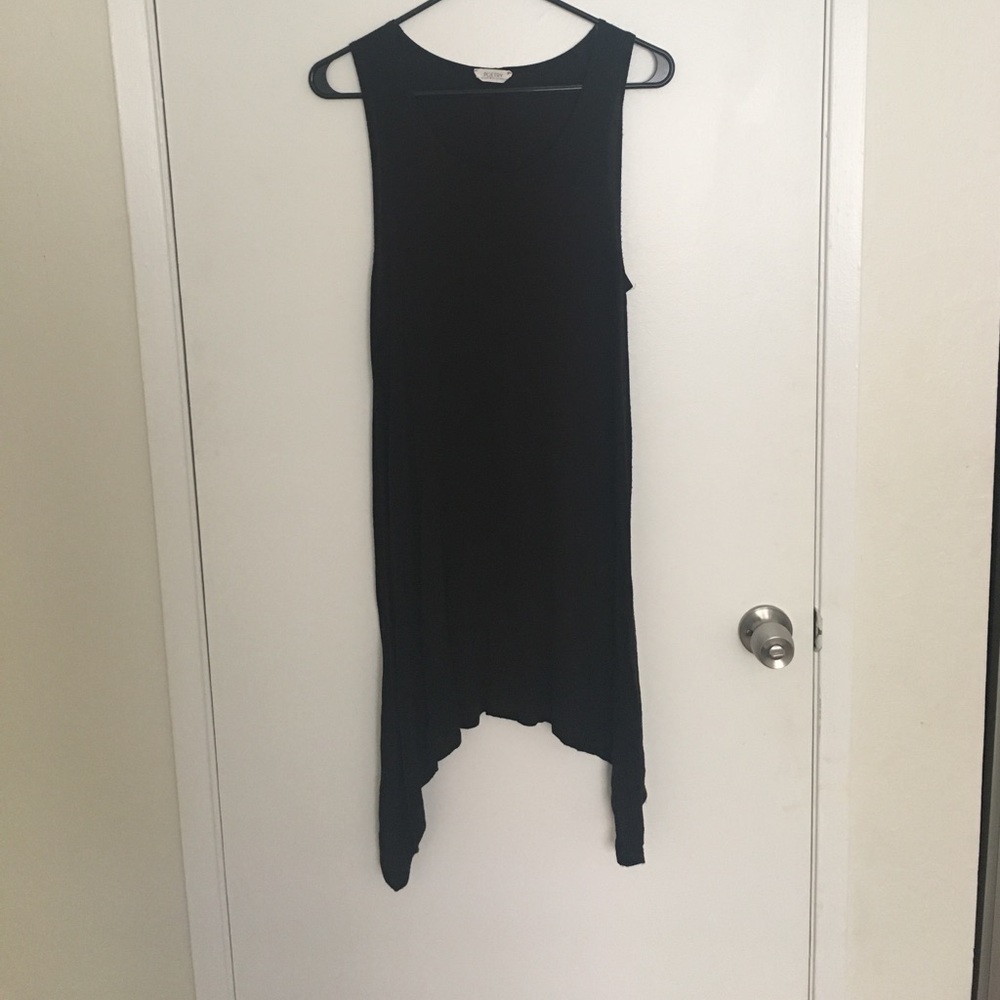 Black scoop neck A-line dress
