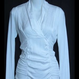 CAbi white long sleeve V neck blouse