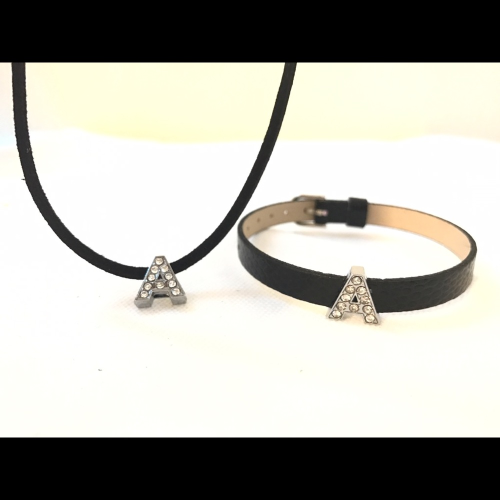 Costumized letter A Set of bracelet  and necklace