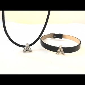Costumized letter A Set of bracelet and necklace