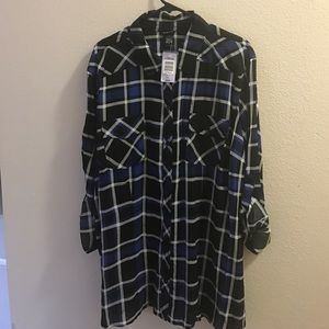 Torrid Blue & Black Plaid Shirt - Torrid Size 4