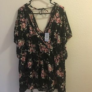 Torrid Black Floral Babydoll Top- Torrid Size 4