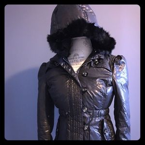 Black Bebe jacket with fur trim
