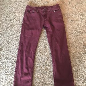 Dark Red Bullhead Skinny Jeans, Men's