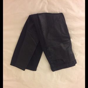 Topshop Leigh Moto Faux Leather Front Jeans