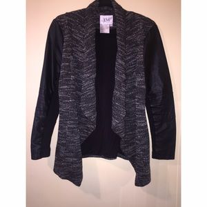 Twill jacket with leather sleeves