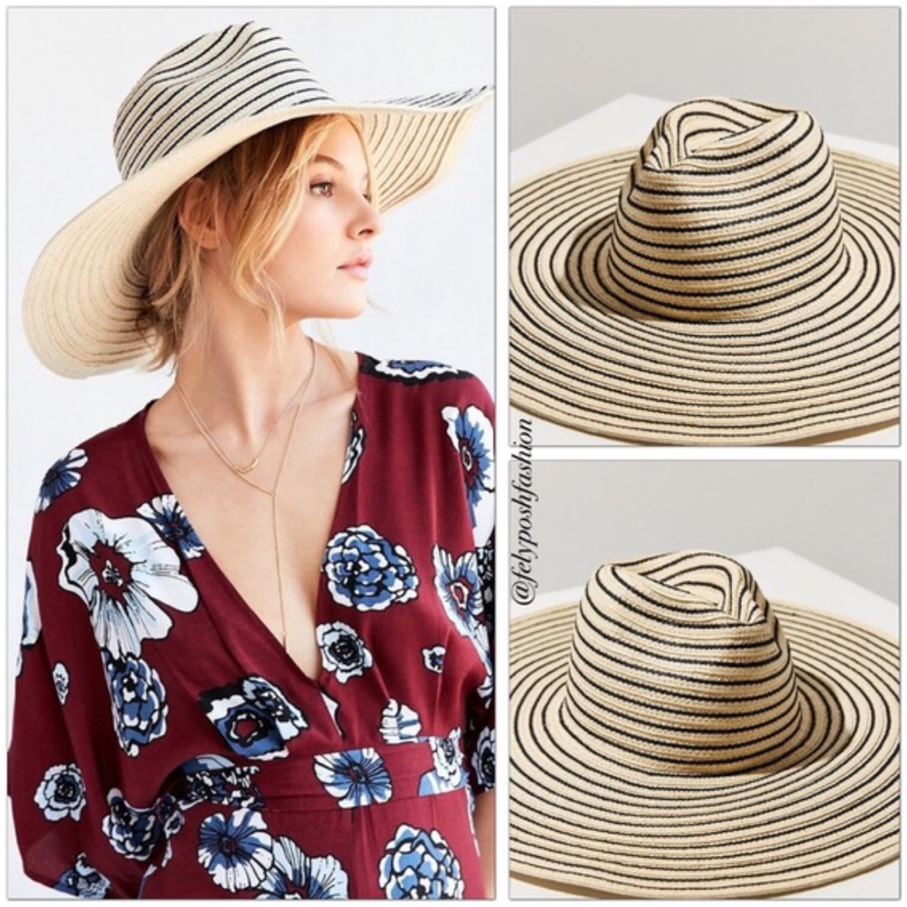 Silence + Noise Striped Oversized Floppy Hat