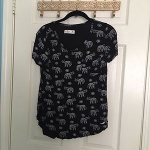 Black Hollister elephant print top