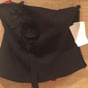 Escada pinstripe bustier, red silk lining. NWT