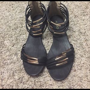 Gold and Black Gladiators Sandals