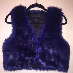 Blue faux fur vest