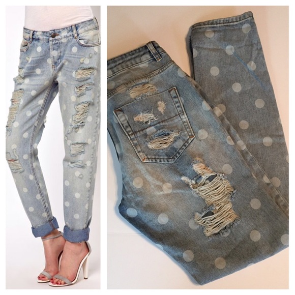 ASOS Denim - ASOS Polka Dot Ripped Jeans