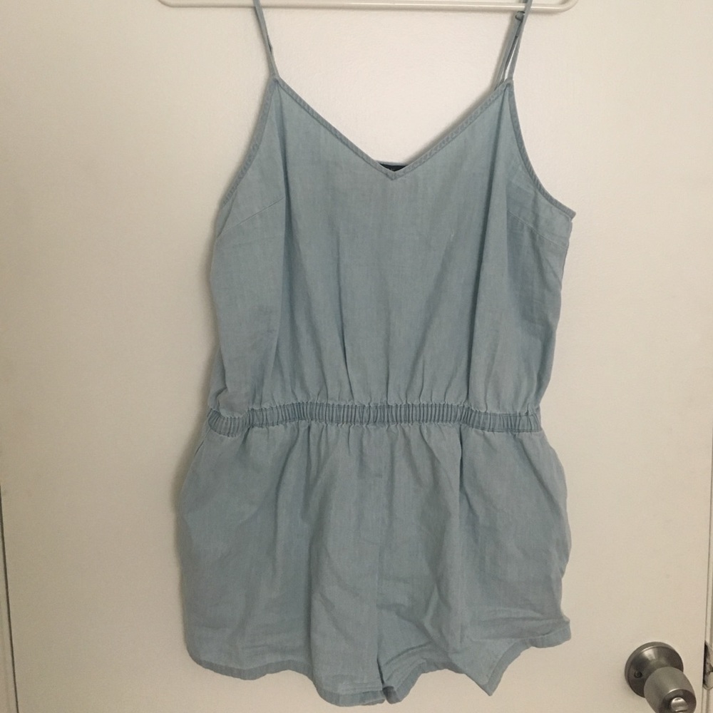 Light wash denim romper