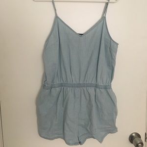 Light wash denim romper