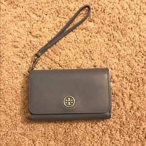 Blue Tory Burch Robinson Smartphone Wristlet